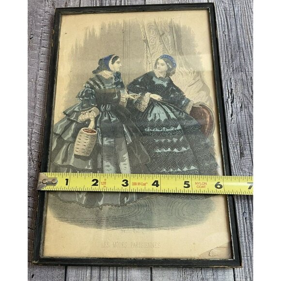 Antique Les Modes Parisiennes Petersons Magazine February 1858 Framed Print - Picture 7 of 8